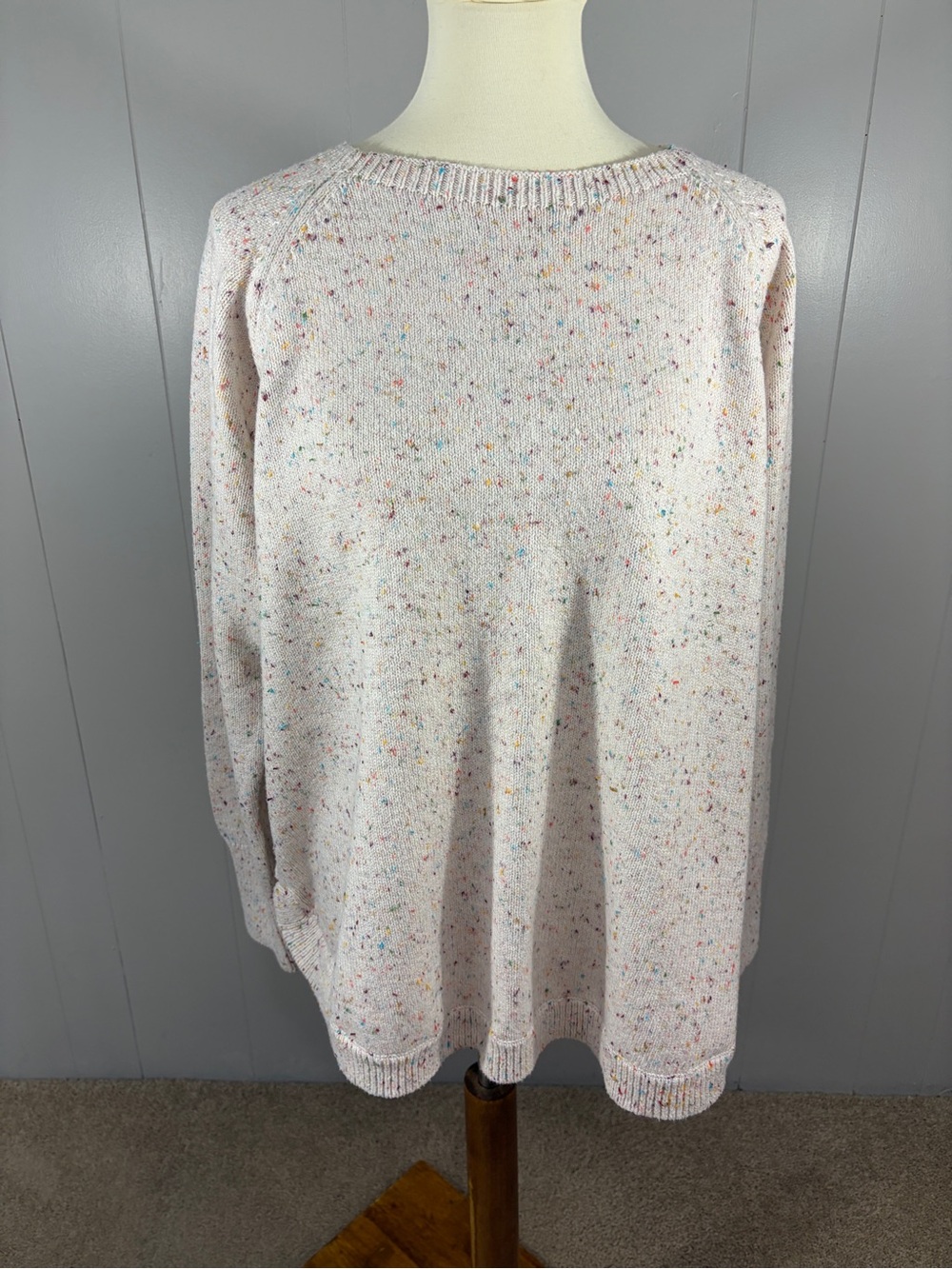LOFT Cream Speckled Crewneck Sweater